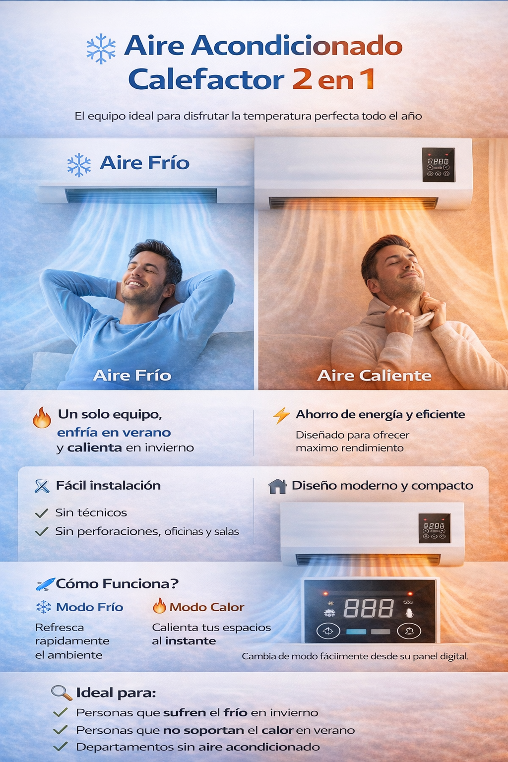 Calefactor Aire Acondicionado 2 en 1 Cooltech Pro™