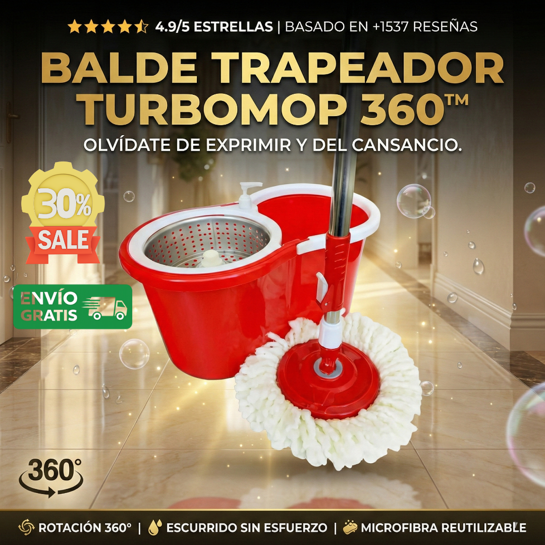 TurboMop 360™ Trapeador 360 Limpia rápido y sin esfuerzo